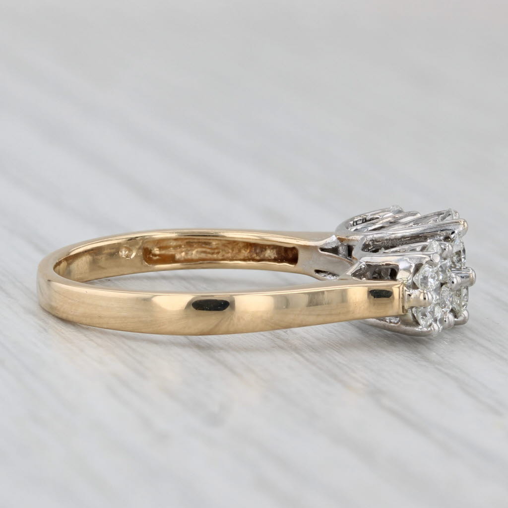 0.67ctw Diamond Clusters Ring 18k White Yellow Gold Size 7.25 Engagement