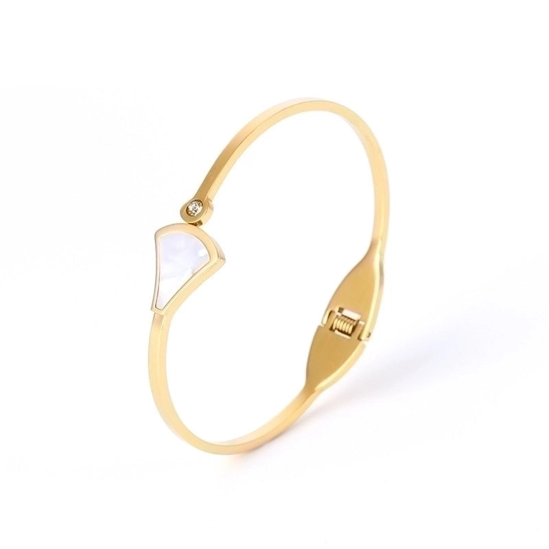 2 Pieces Fashion Geometric Stainless Steel Plating Zircon Bangle