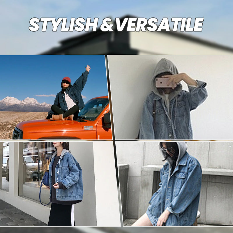 💥Hot Sale🎉Women's Removable Hooded Short Denim Jacket