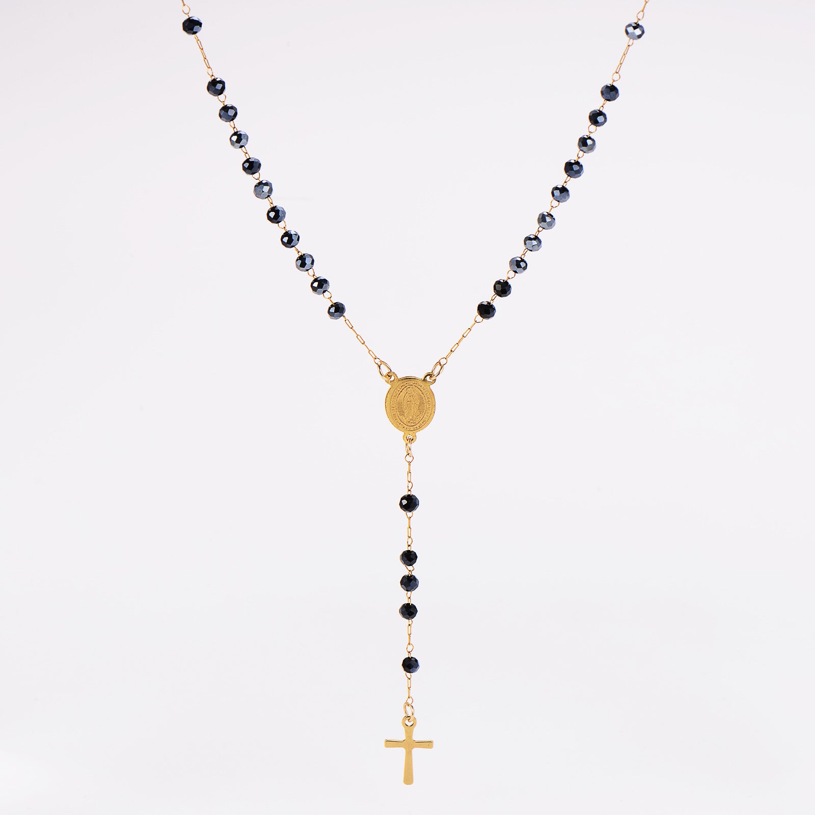 Aml Niche Personality Cross Portrait Round Pendant Stainless Steel Necklace