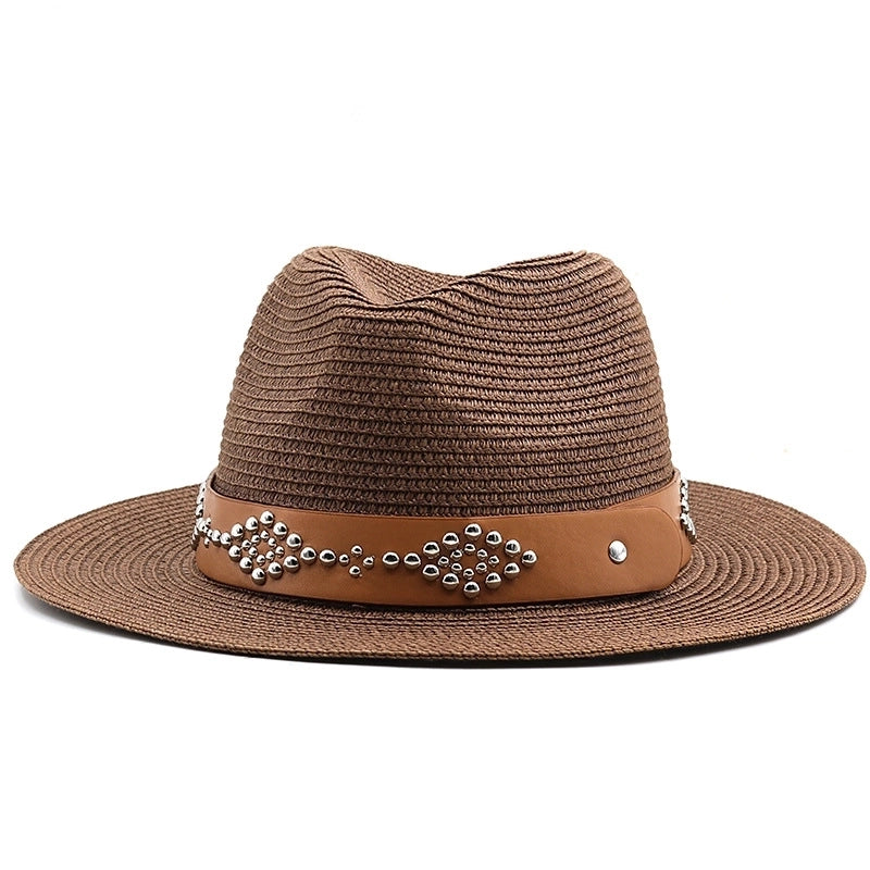 Women's Minimalist Color Block Flat Eaves Straw Hat