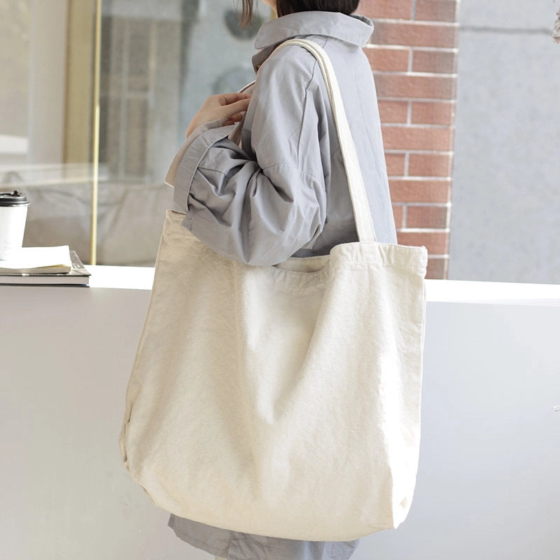 Women's Large Canvas Solid Color Basic Classic Style Open Canvas Bag