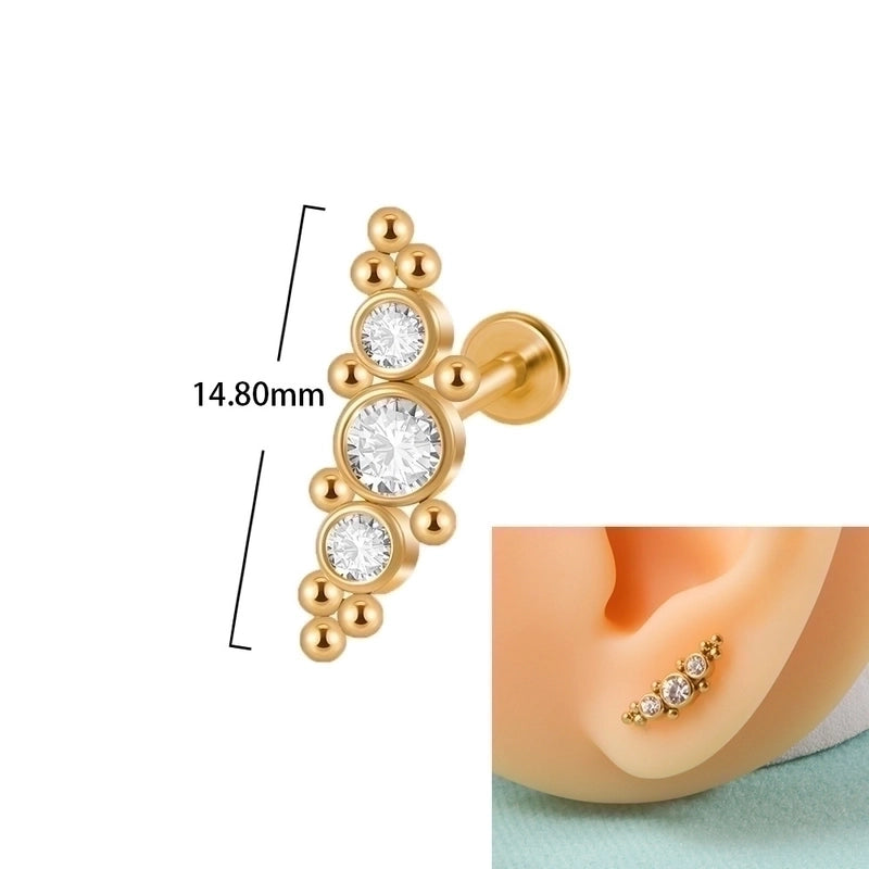1 Piece Lip Rings Casual Elegant Minimalist Geometric 304 Stainless Steel Plating Inlay Rhinestones 18K Gold Plated