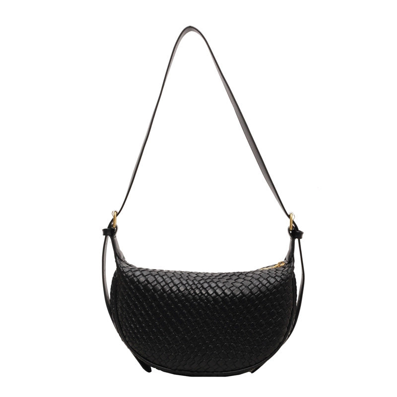 Women's Medium Pu Leather Solid Color Basic Classic Style Dumpling Shape Zipper Underarm Bag