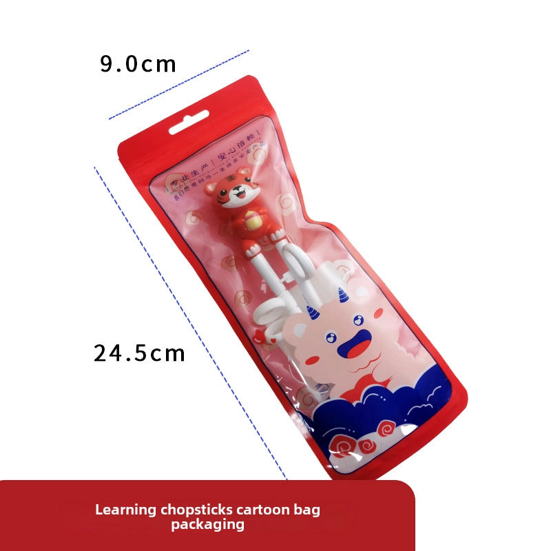 Portable Feeding Children's Tableware Set Cartoon Learning Chopsticks Training Chopsticks 304 Stainless Steel Spoon Fork