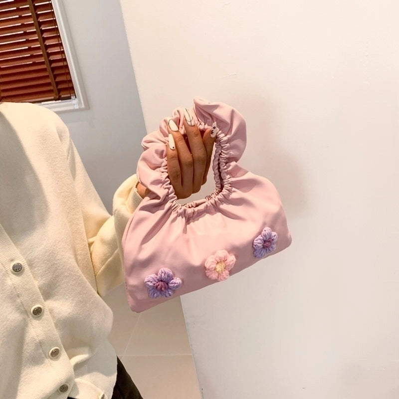 Women's Small Pu Leather Flower Cute Magnetic Buckle Handbag