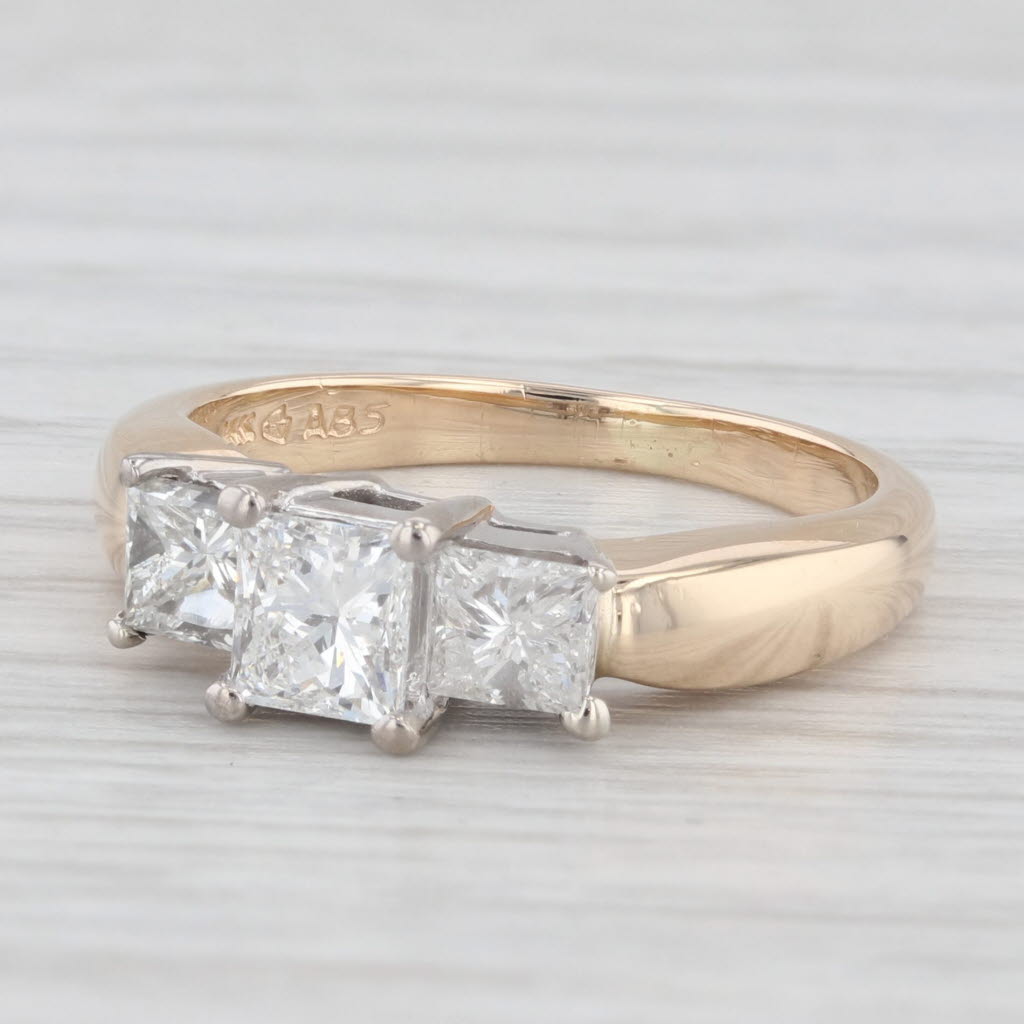1.06ctw Princess Diamond 3-Stone Engagement Ring 14k Gold Size 5.25