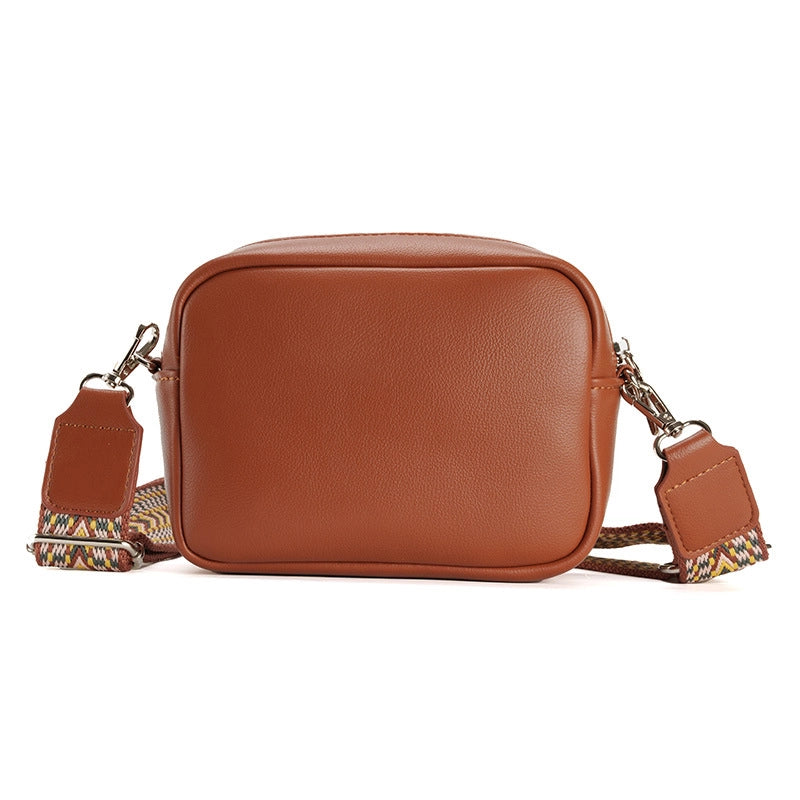 Women's Pu Leather Solid Color Basic Square Zipper Crossbody Bag