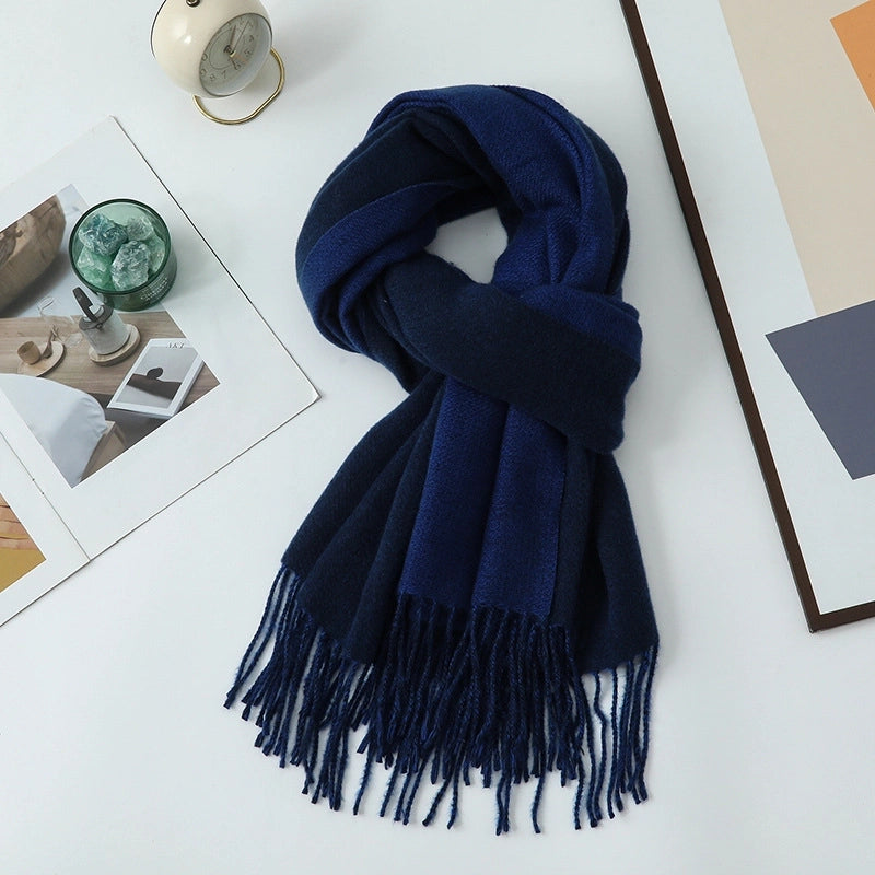 Cashmere Scarf Women's Winter Hot Imitation Cashmere Scarf Men's Shawl  Thickened Double-sided Wool Scarf