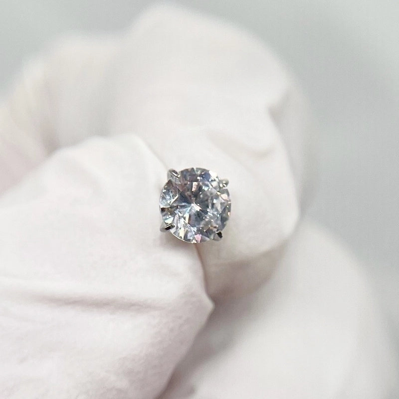 Fashion Rhombus Titanium Steel Plating Zircon Lip Stud