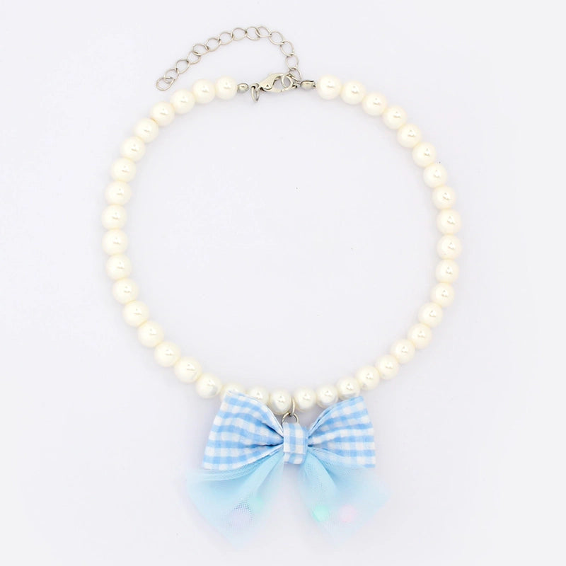 Cute Minimalist Plastic Bow Knot Beaded Pet Collar