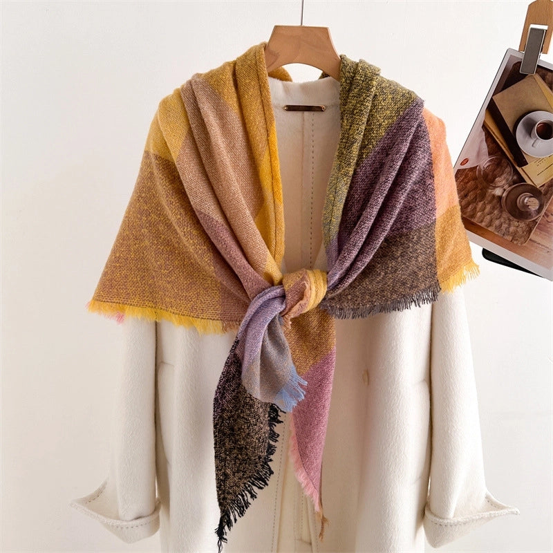 New Cashmere Color Plaid Warm Shawl Scarf Unisex Autumn And Winter Fashion Tassel Scarf