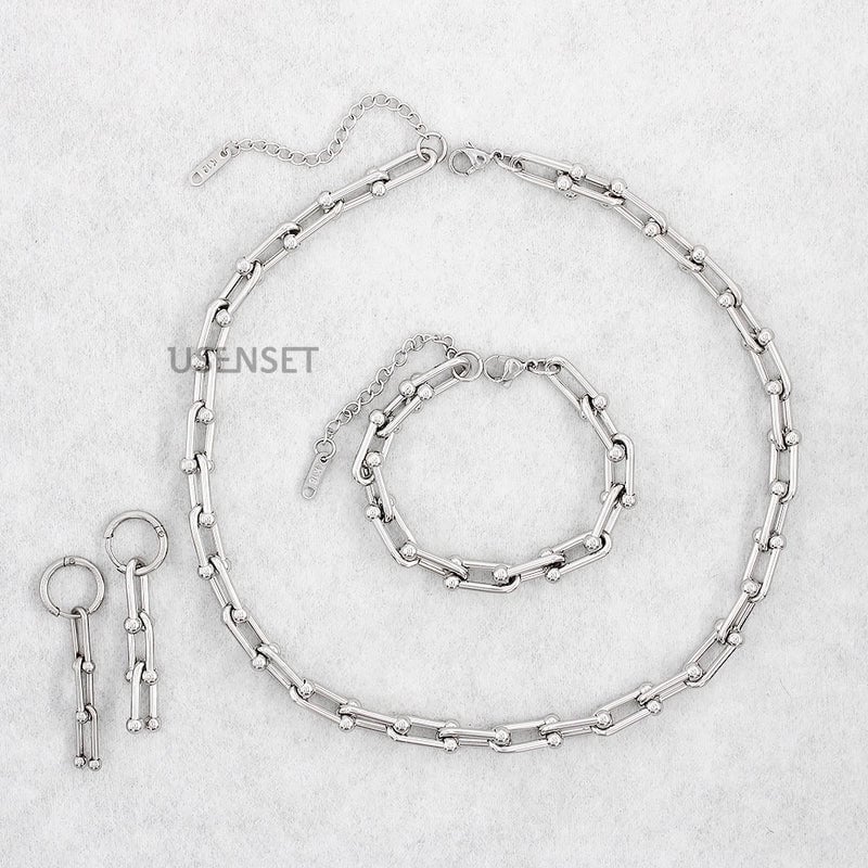Ins Style Solid Color Stainless Steel Plating Chain Bracelets Earrings Necklace