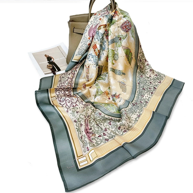 Women's Elegant Minimalist Printing Silk Printing Silk Scarf