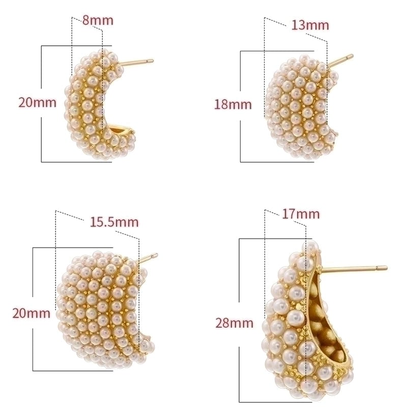 1 Pair Casual Elegant Minimalist C Shape Water Droplets Plating Inlay Copper Artificial Pearls 18k Gold Plated Earrings