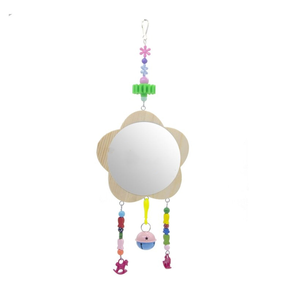 Wood Mirror Toy with Bell For Bird Toys