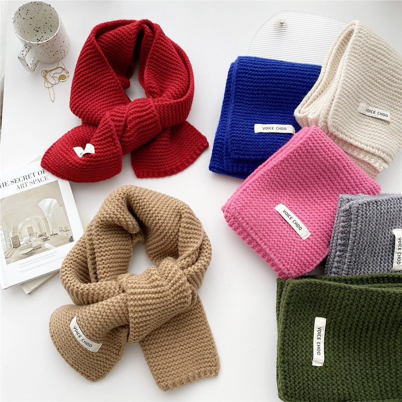 New Solid Color Scarf Women's Winter Warm  Knitted Long Thickened  Student Wool Scarf