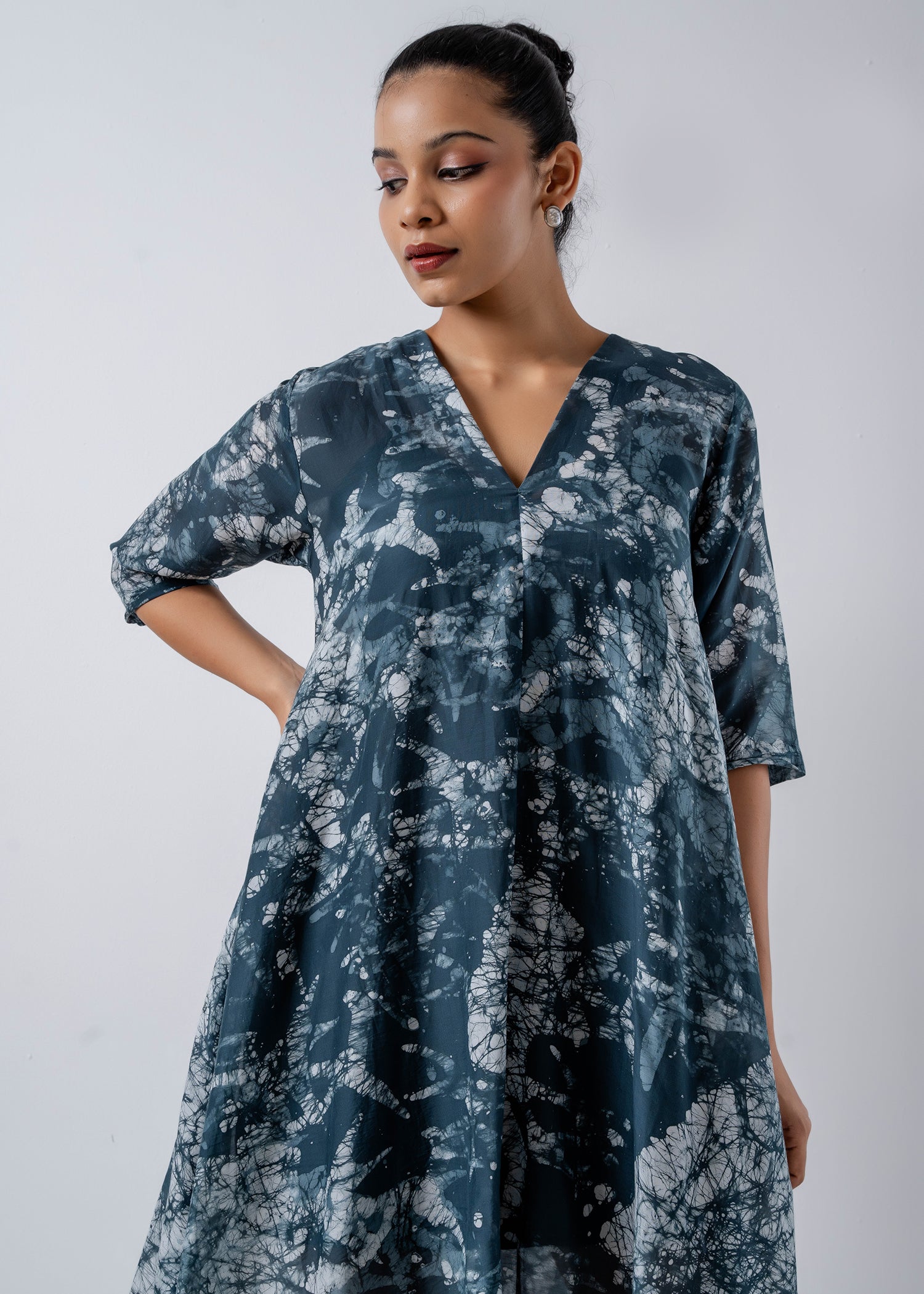 Batik V-Neck Mullet Dress