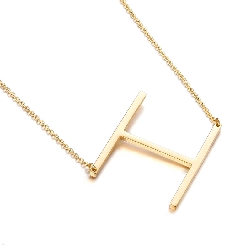 Titanium Steel 18K Gold Plated Minimalist Plating Letter Necklace