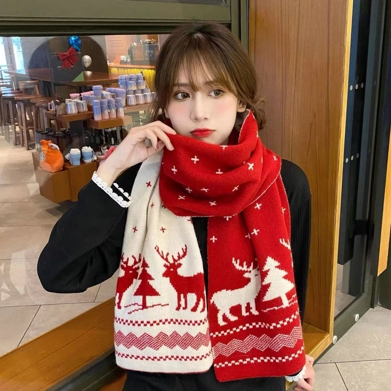 Women's IG Style Houndstooth Elk Yarn Scarf