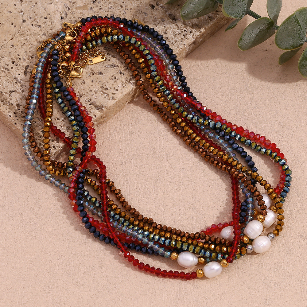 Fashion Round Circle Geometric Stainless Steel Electroplating Necklaces