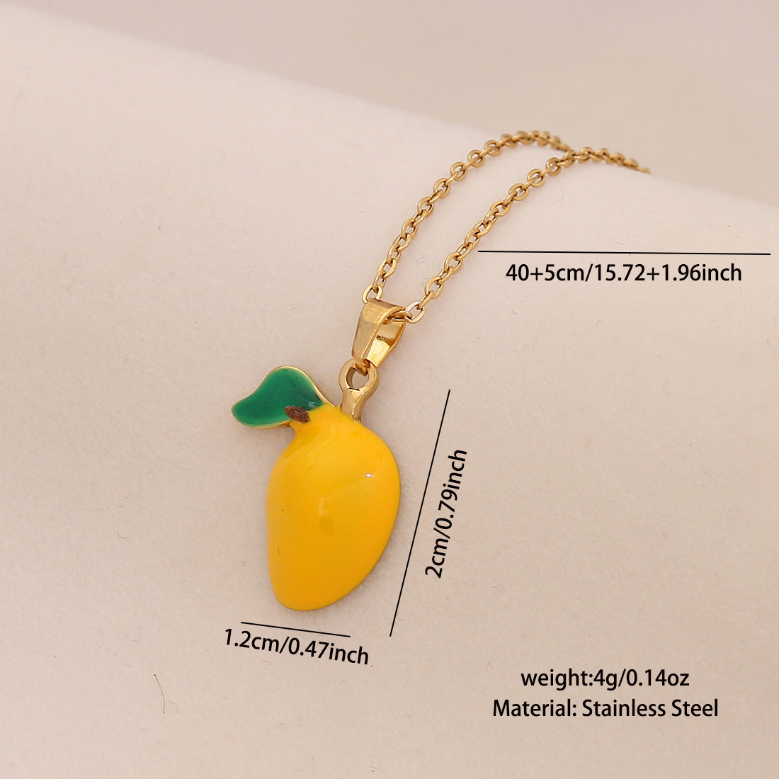 Fruit Series Cherry Strawberry Pendant Necklace Titanium Steel Banana Apple N1570
