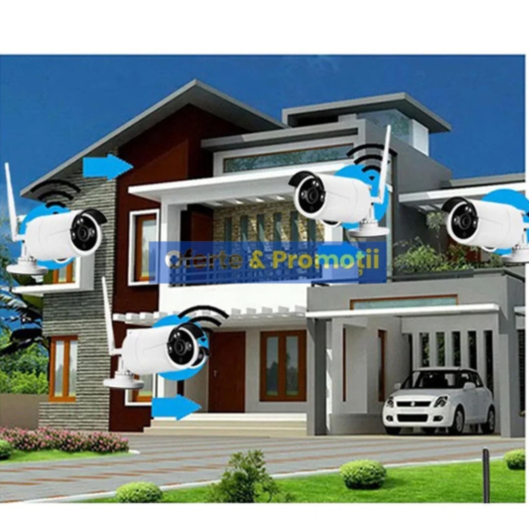 Sistem de securitate pentru casa.kit CCTV HD fara fir!