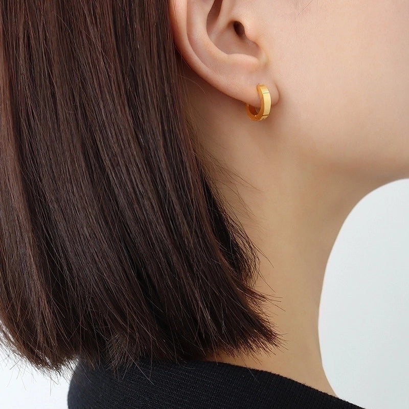 Geometric 304 Stainless Steel No Inlaid 18K Gold Plated Earrings Ear Studs