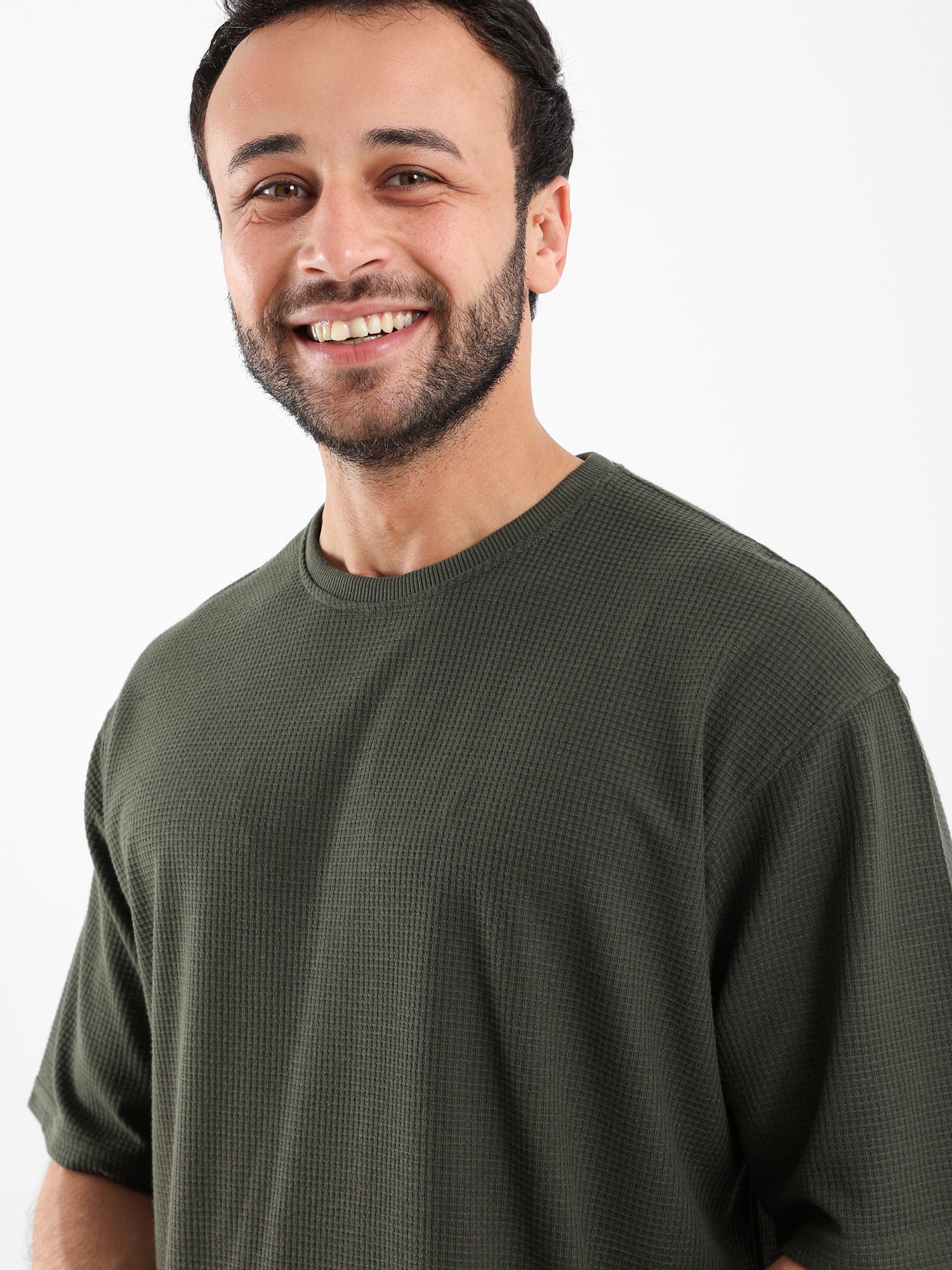 Waffle Knit Oversized T Shirt