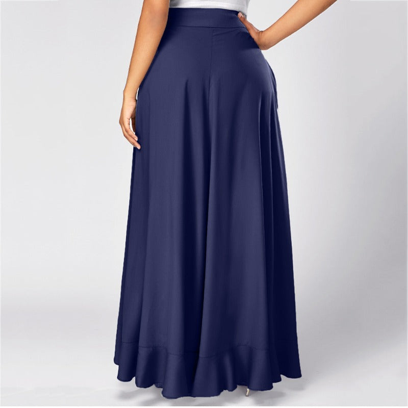 Elegant High Waist Causal Ruffle Drawstring Trouser