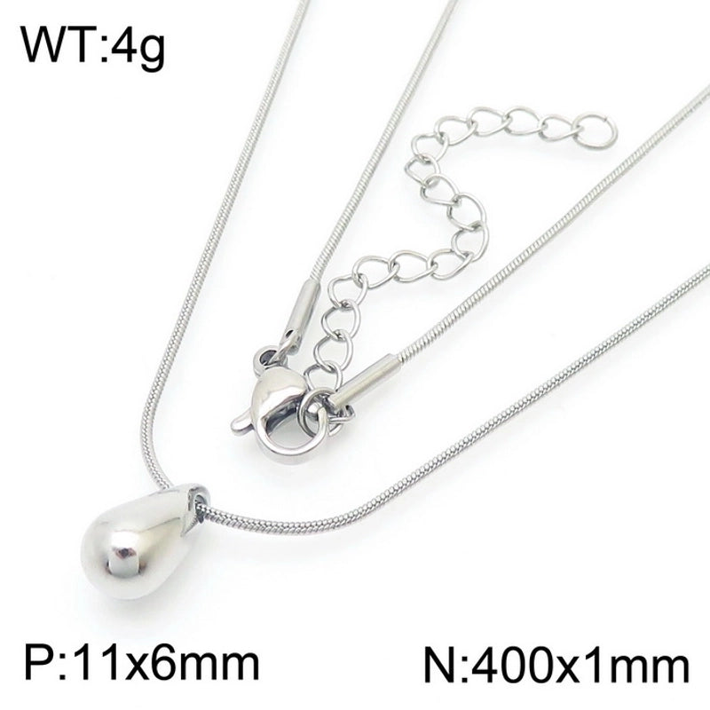 Minimalist Commute Water Droplets Solid Color Stainless Steel 18K Gold Plated Plating Chain Necklace
