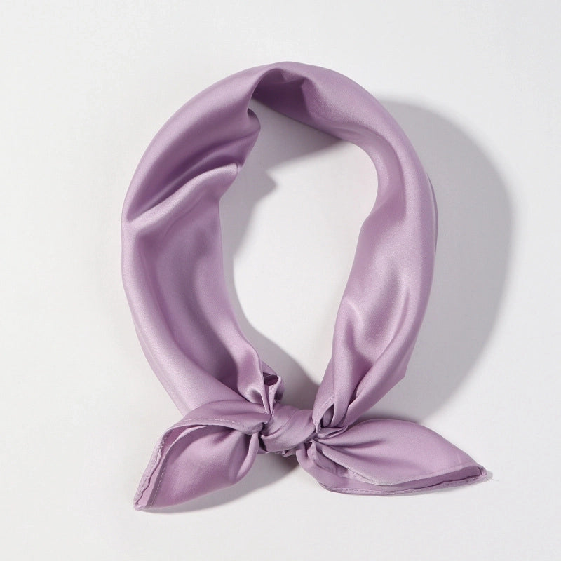 Spring And Autumn Summer Silk Scarf Small Square Solid Color Scarf Women's Tie Bag Silk Scarf Fashionable Elegant Ribbon