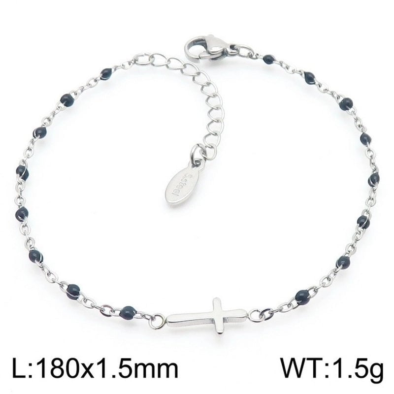 Minimalist Classic Style Cross Titanium Steel 18K Gold Plated Bracelets In Bulk