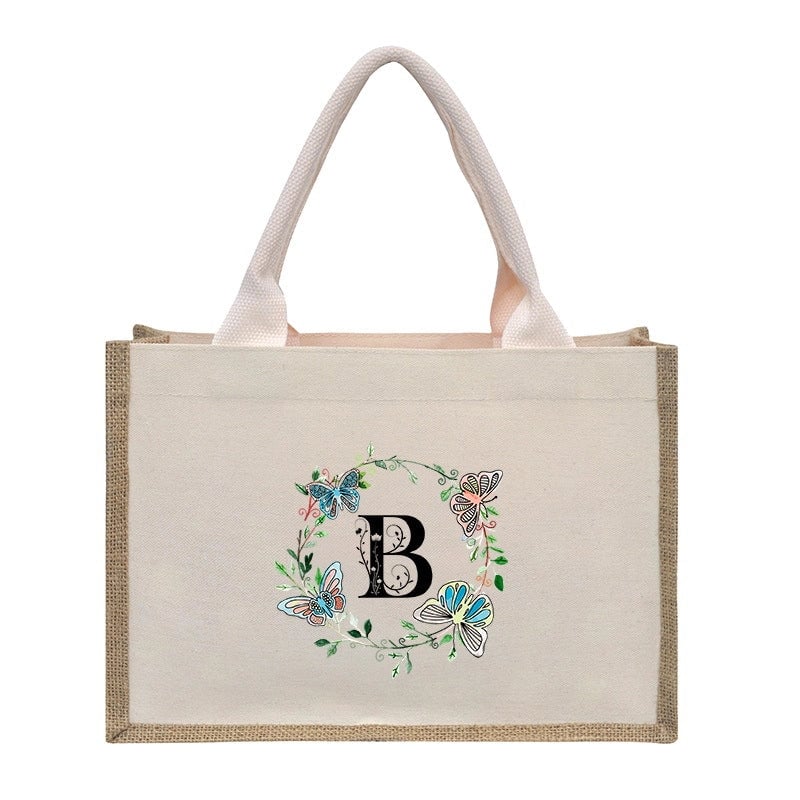 Women's Medium Canvas Letter Basic Classic Style Open Shopping Bags