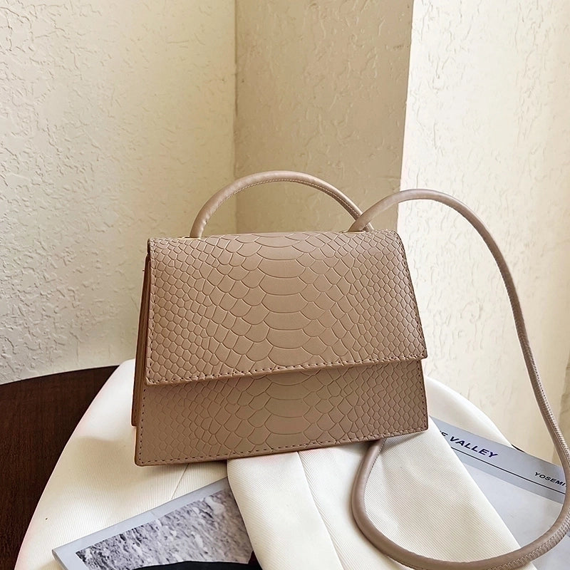 Women's Pu Leather Solid Color Classic Style Square Flip Cover Crossbody Bag