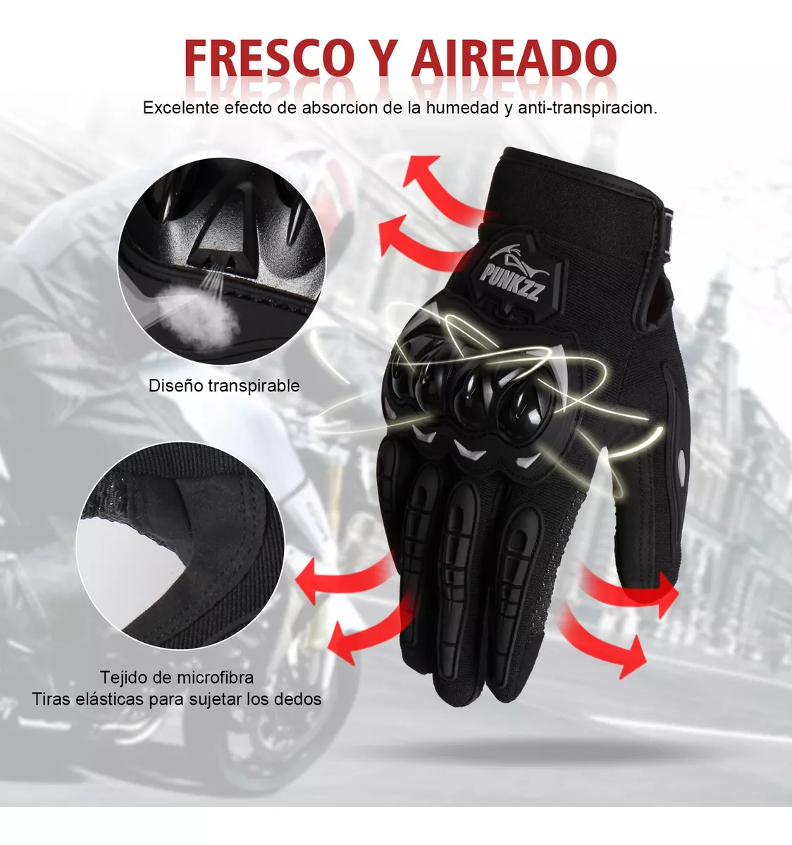 Guantes Proteccion Pantalla Táctil De Dedo Para Motocicleta