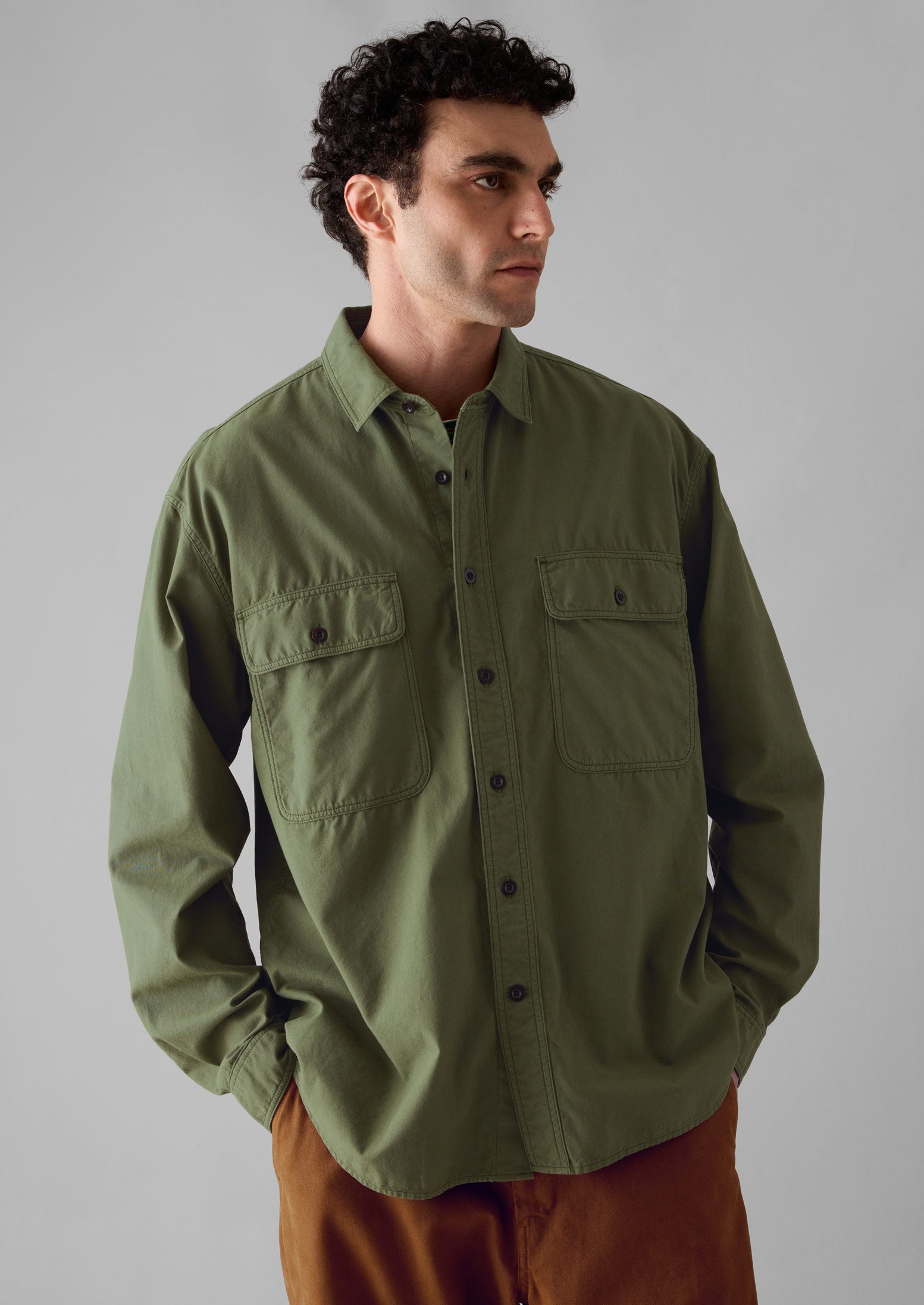 Garment Dyed Workwear Shirt | Washed Olive