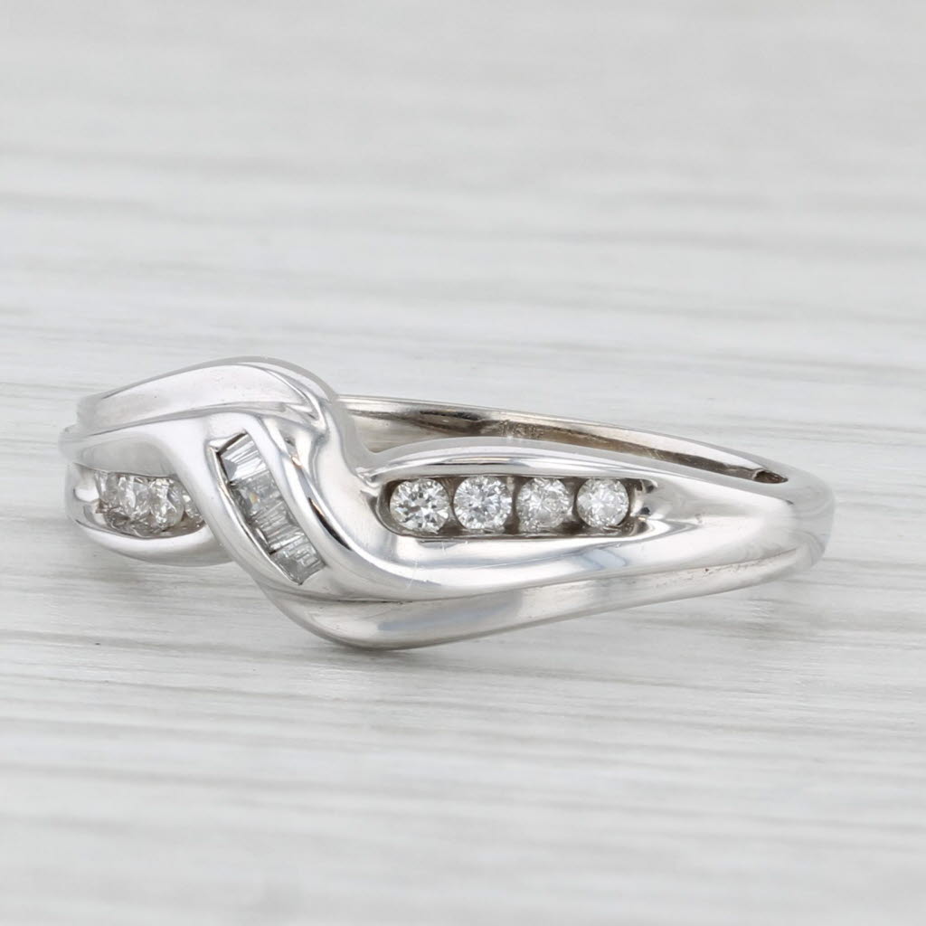 0.15ctw Diamond Overlay Ring 10k White Gold Size 6 Wedding Band Stackable