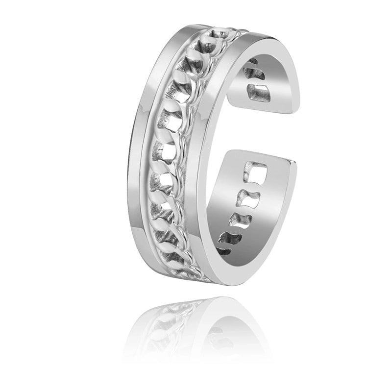 Minimalist U Shape Titanium Steel Plating 18k Gold Plated Open Ring