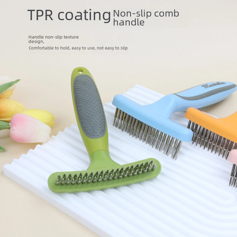 Pet Supplies Double Row Nail Rake Comb Dog Comb Teddy Pet Needle Comb Open Knot Hair Brush Beauty Rake Comb