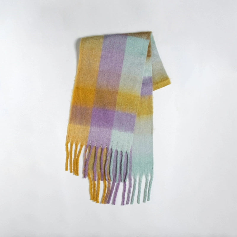 Women's Sweet Color Block Polyester Scarf