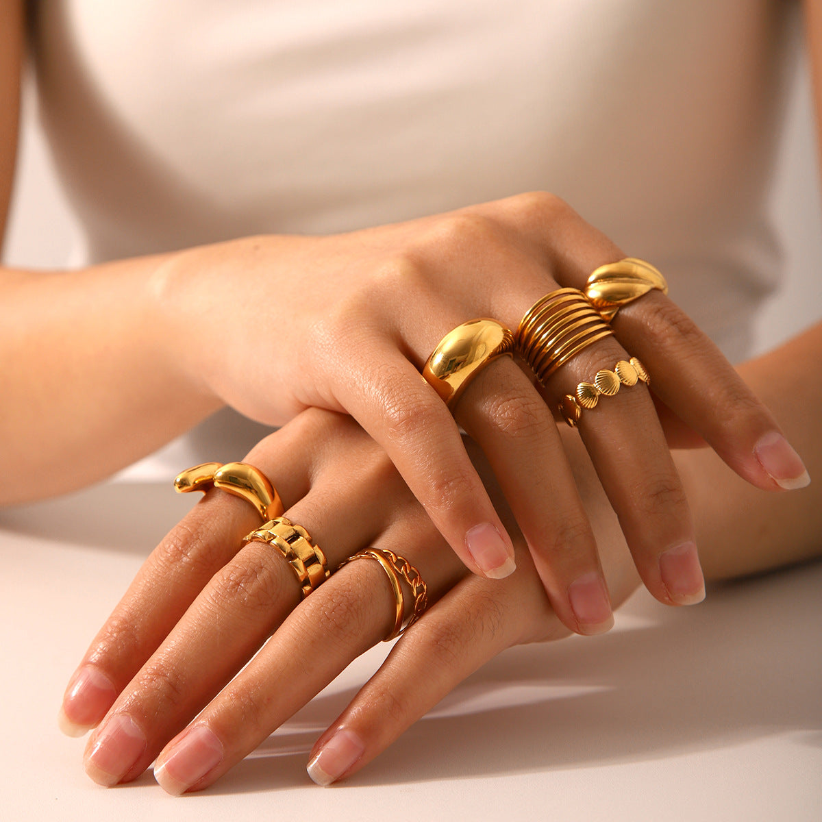 Processing Custom Hand Jewelry Geometric Stainless Steel Open Ring Female Titanium Steel Ring
