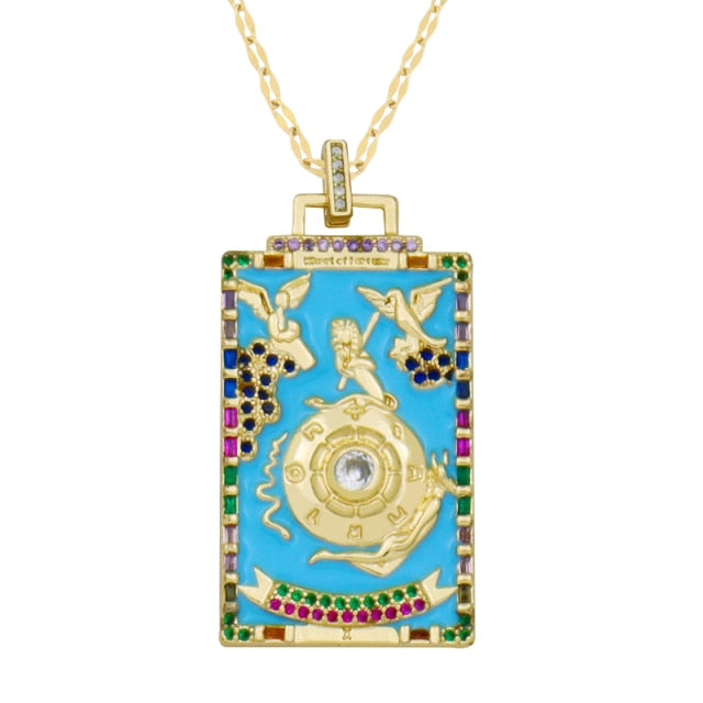 Diamond Tarot Card Necklaces
