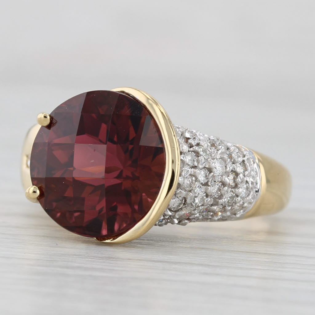 8.90ctw Tourmaline Diamond Ring 18k Yellow Gold Size 8 Cocktail