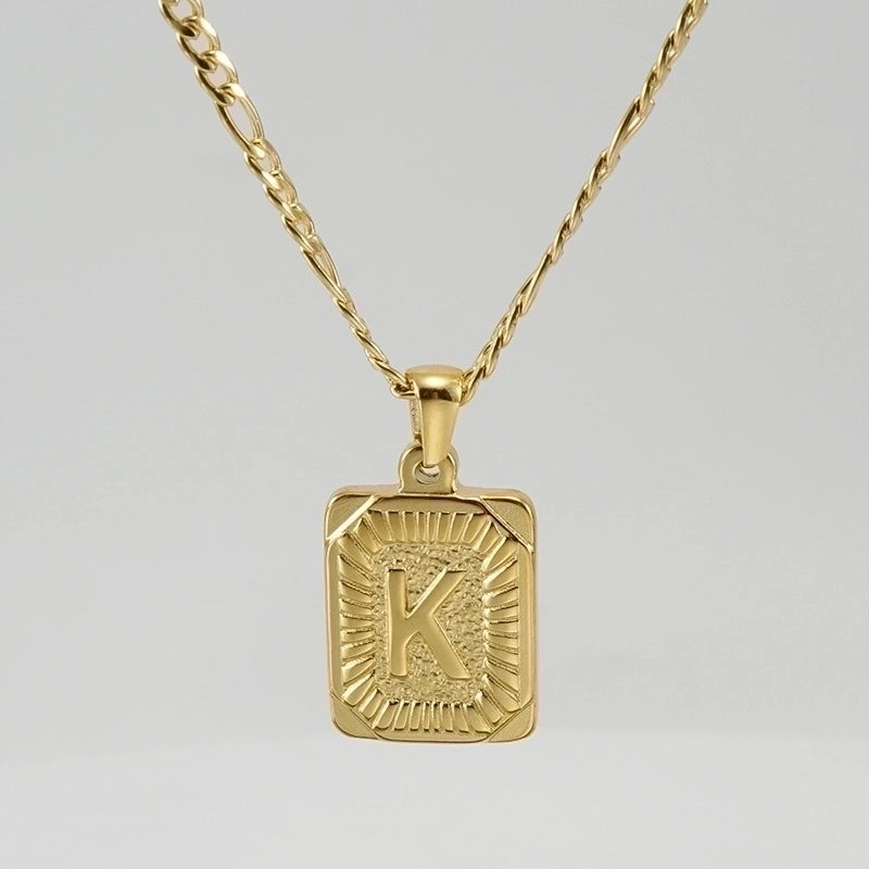 Fashion Letter Rectangle 304 Stainless Steel Titanium Steel 18K Gold Plated Gold Plated Pendant Necklace