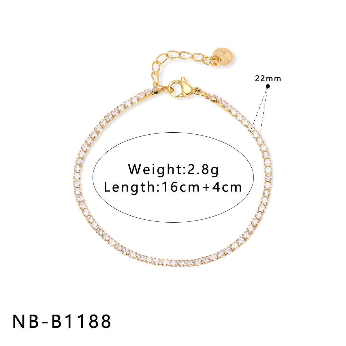 Ins Stainless Steel Zircon Pearl Bracelet C-Shaped Wave Line Open Gold-Plated Bracelet Design Female