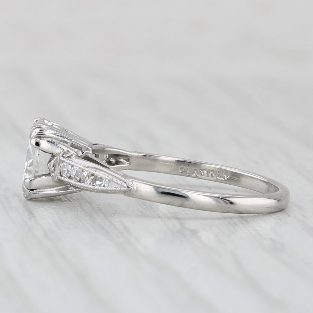 Vintage 1.21ctw Round Diamond Engagement Ring Platinum Size 7 GIA VS1 H