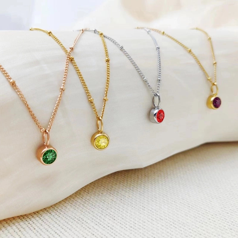 Minimalist Classic Style Geometric 316L Stainless Steel  Rhinestones Inlay Stainless Steel Necklaces