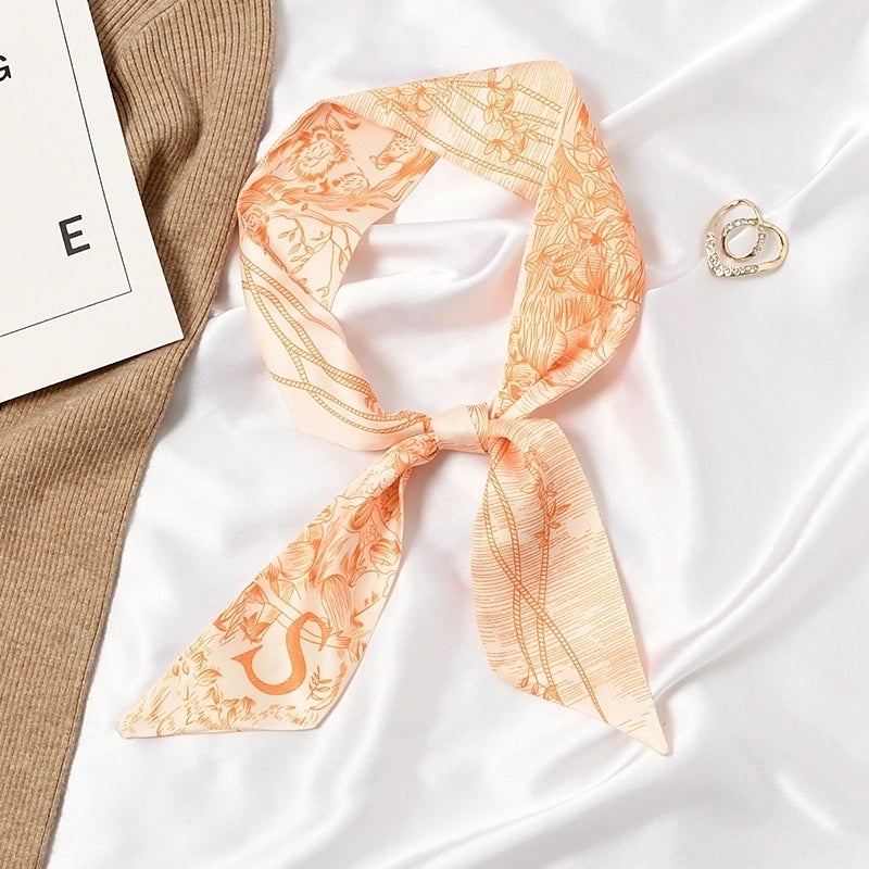 Women's Sweet Color Block Satin Printing Silk Scarf