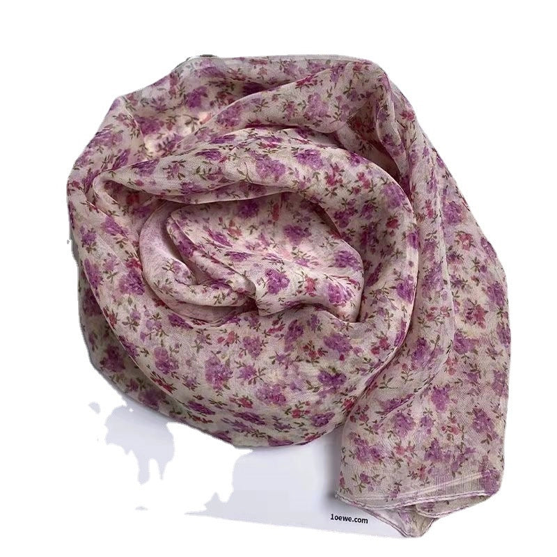 Women's Sweet Minimalist Color Block Georgette Printing Silk Scarf